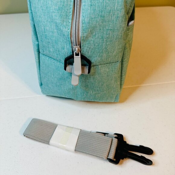 Insulated Lunch Bag with detachable shoulder strap Aqua Green front pocket - Picture 5 of 10